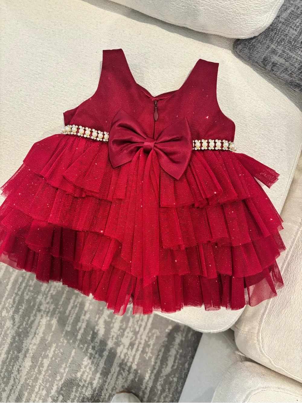 Couture Princess Sparkle Ruffle Party Dress - Red